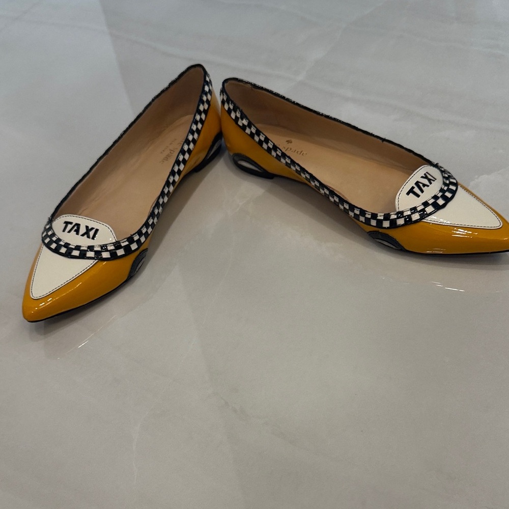 Kate Spade Yellow and White Taxi Flats - Picture 5 of 11